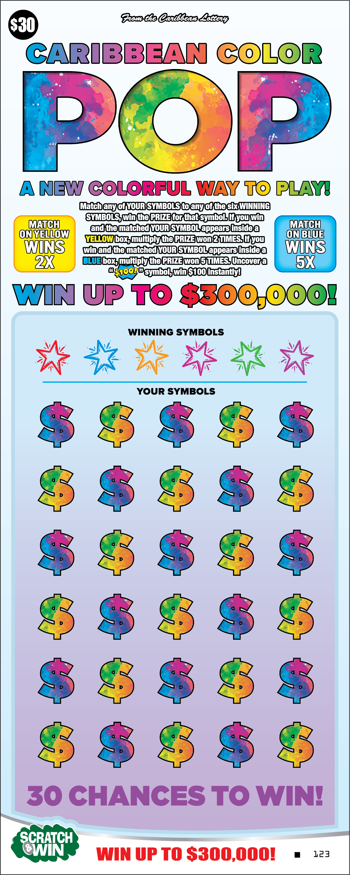 Covered Caribbean Color Pop Scratch and Win ticket