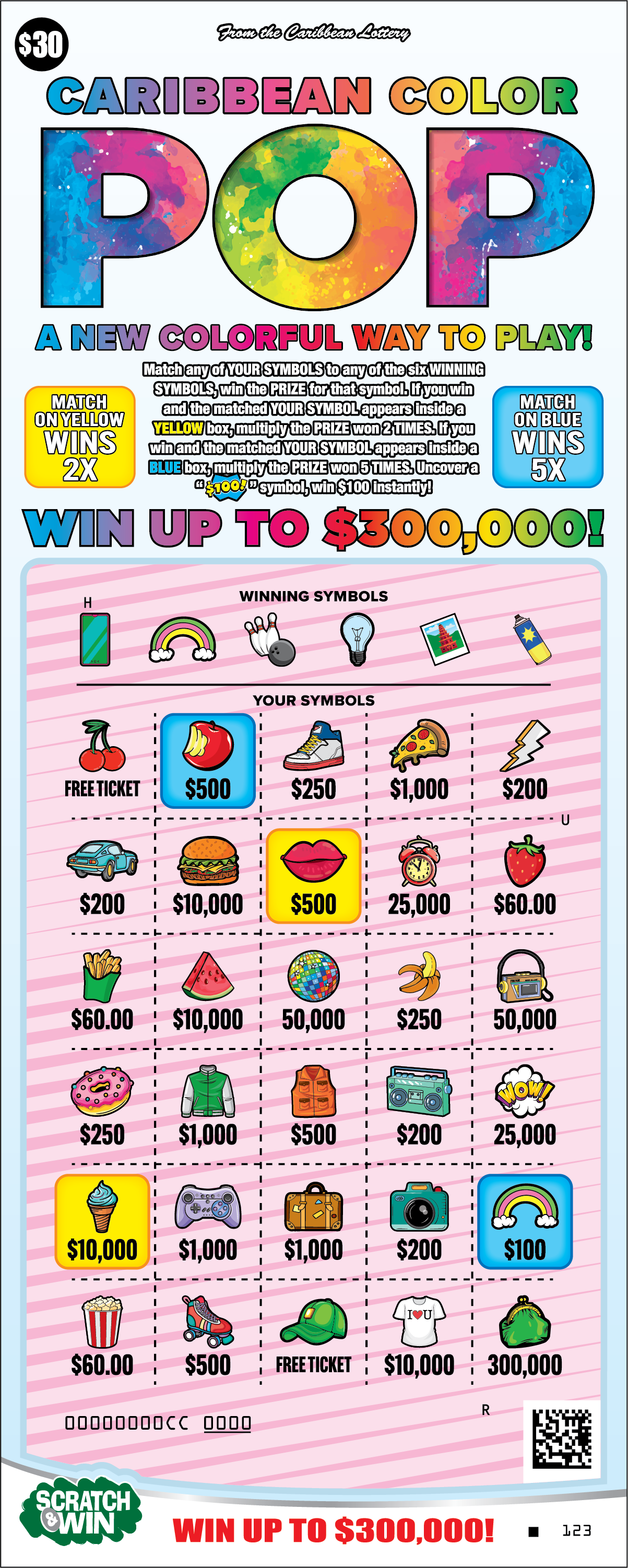 Uncovered Caribbean Color Pop Scratch and Win ticket